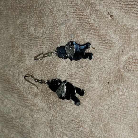 Handmade  Silver Winnie-the-Pooh dangle earrings - Picture 3 of 6